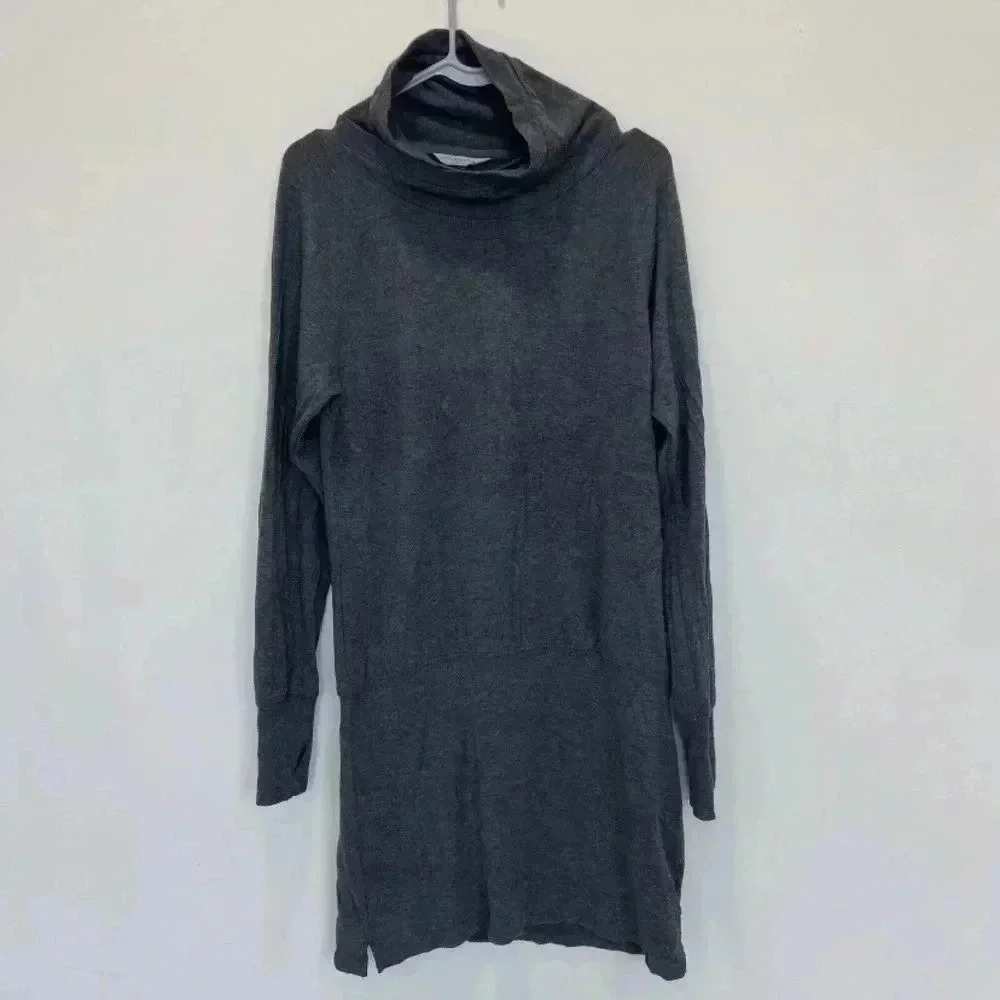 ATHLETA Duran Dolman Gray Women's Tunic Dress Size Small Cowl Neck Thumb…